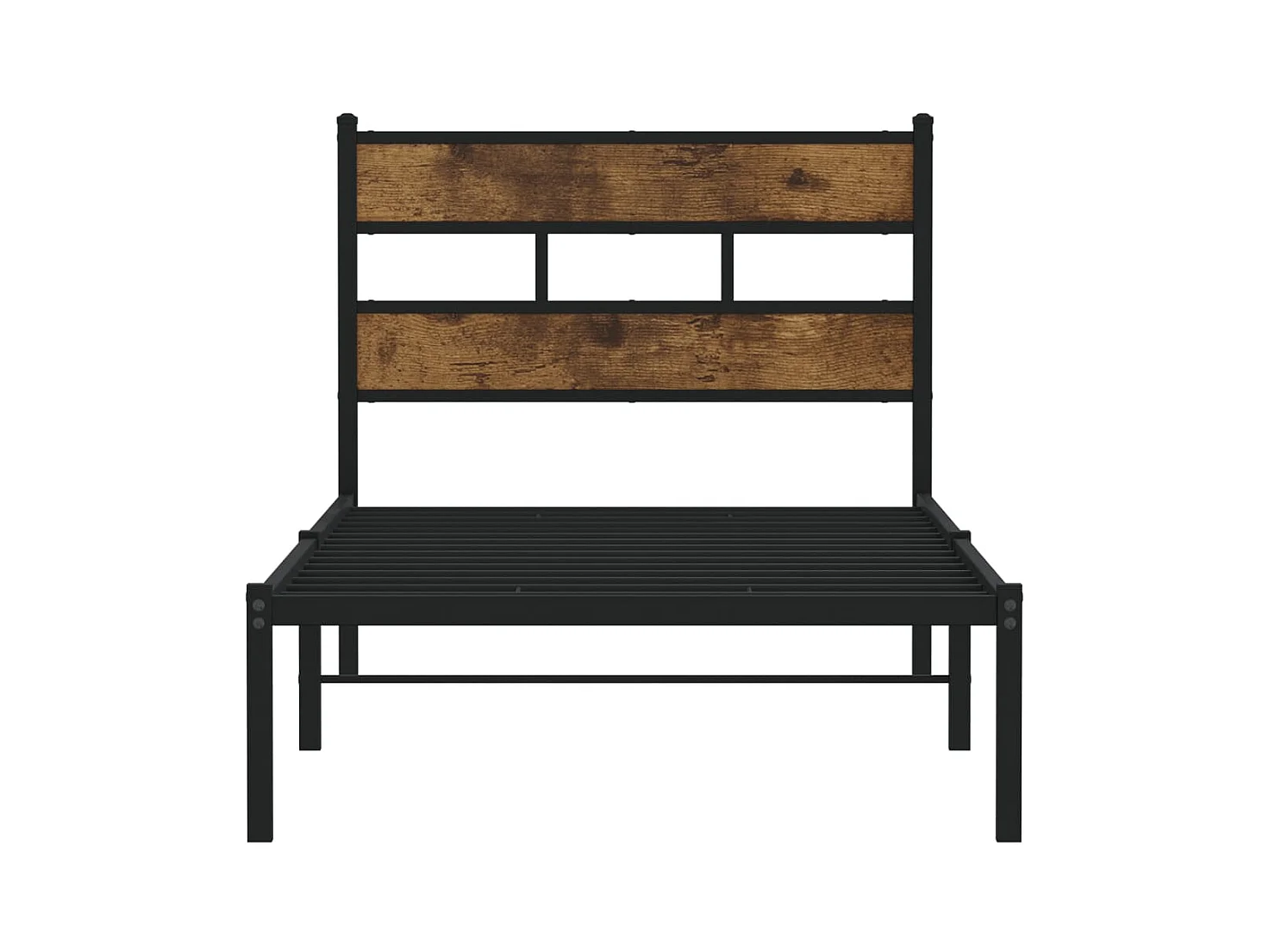 Cadre de lit en métal sans matelas chêne fumé 100x200 cm