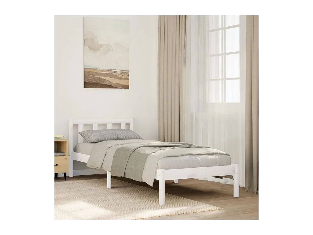 Letto Extra Lungo senza Materasso Bianco 80x220 cm in Pino