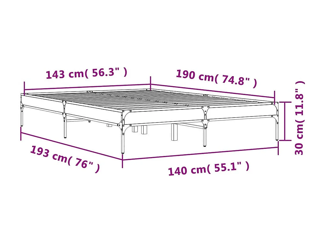 Bettgestell Schwarz 140x190 cm Holzwerkstoff und Metall