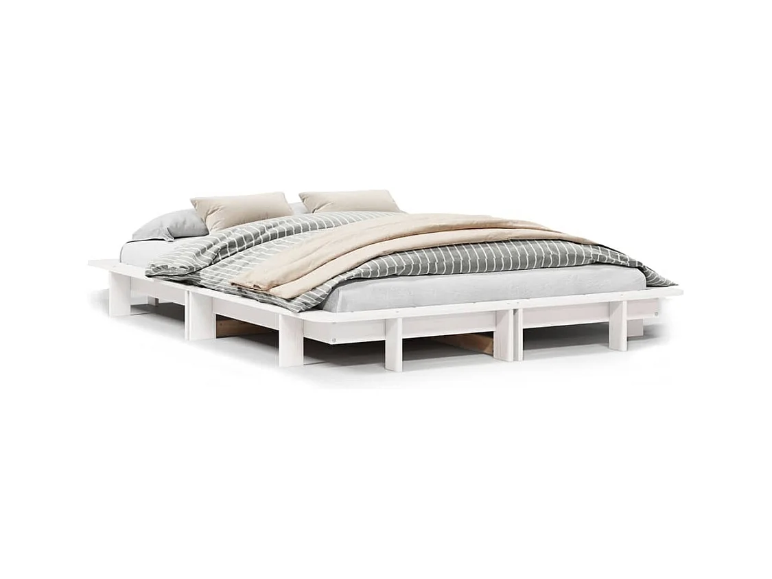 Cadre de lit sans matelas blanc 120x200 cm bois de pin massif