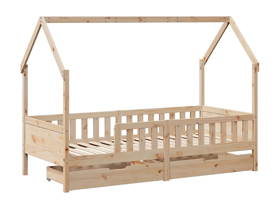 Giroletto Bambini con Cassetti 90x200 cm Legno Massello di Pino