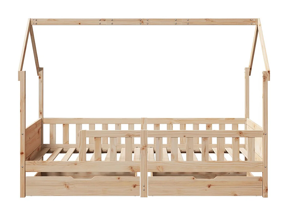 Giroletto Bambini con Cassetti 90x200 cm Legno Massello di Pino