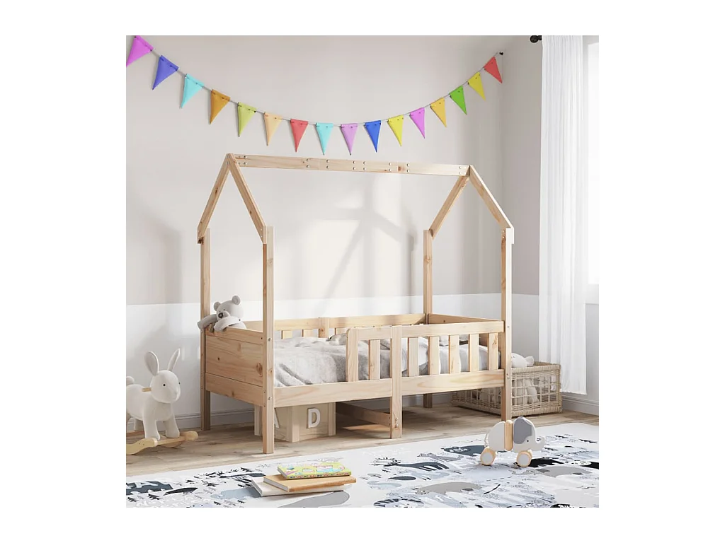 Cadre de lit d'enfants forme de maison sans matelas pin