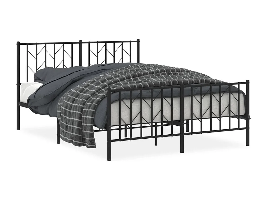 Cadre de lit métal sans matelas avec pied de lit noir 140x190cm