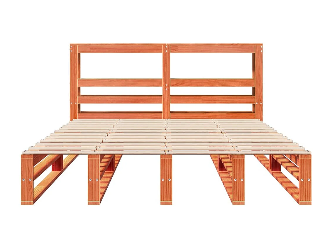 Cadre de lit sans matelas cire marron 140x190cm bois pin massif