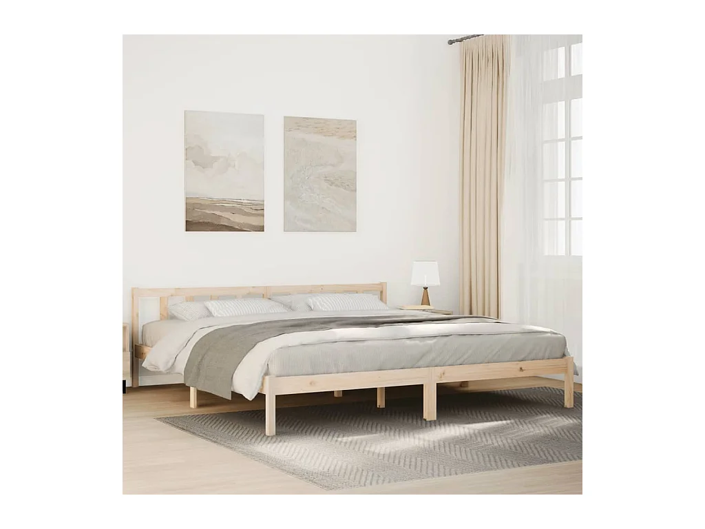 Cadre de lit extra long sans matelas 180x210 cm bois massif pin