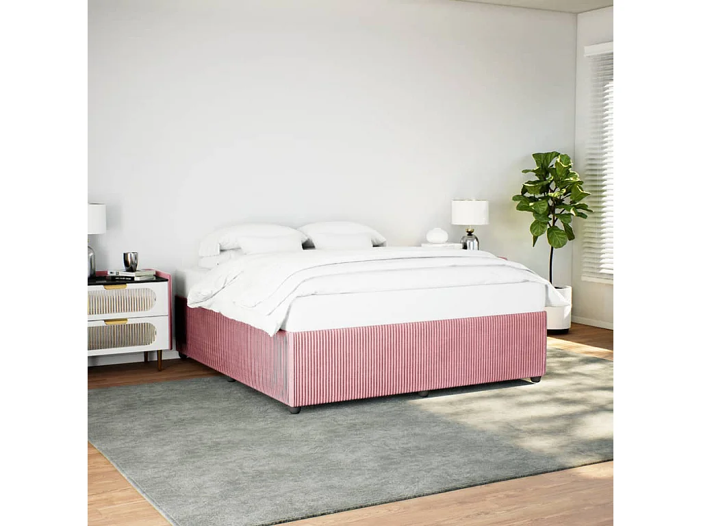 Estructura de cama sin colchón terciopelo rosa 180x200 cm