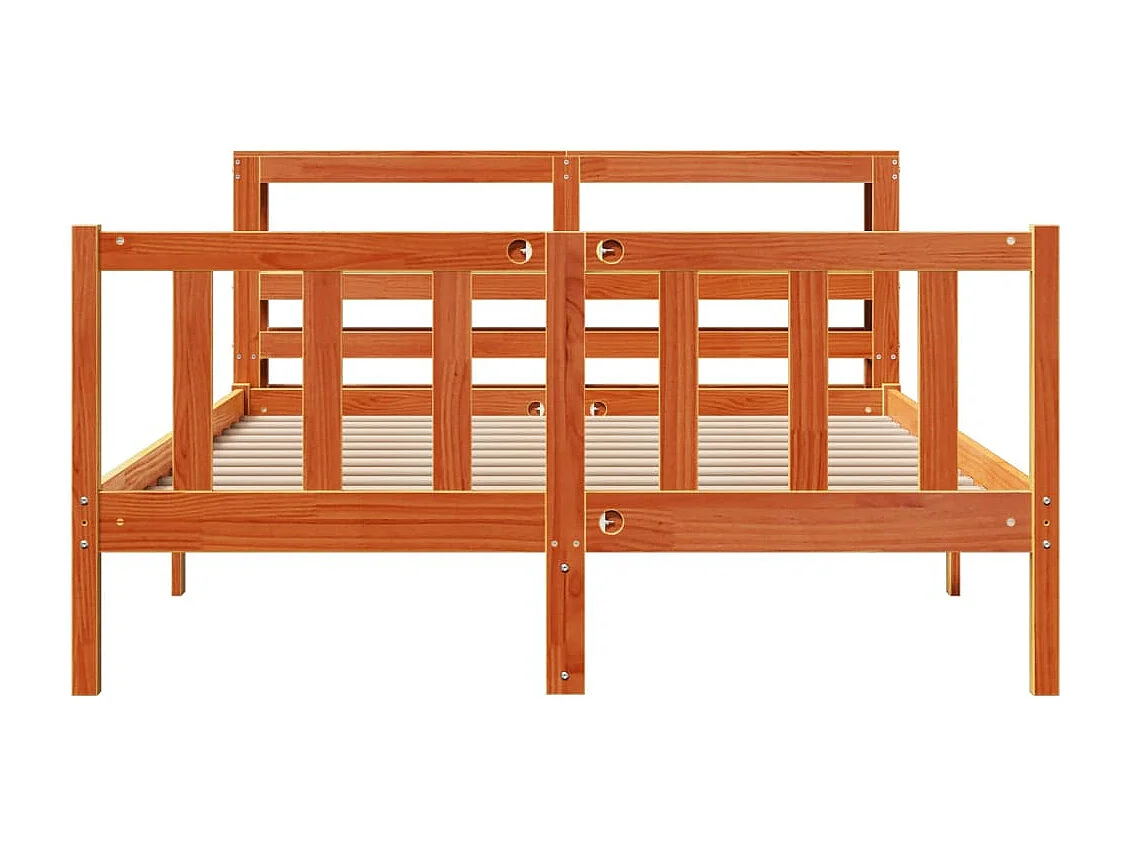 Estrutura cama c/ cabeceira 160x200cm pinho maciço castanho-mel