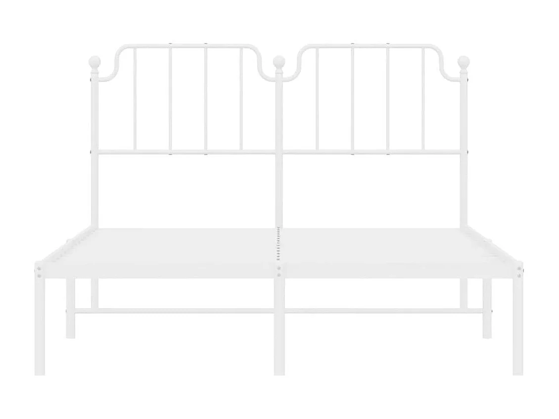 Cadre de lit métal sans matelas et tête de lit blanc 150x200 cm