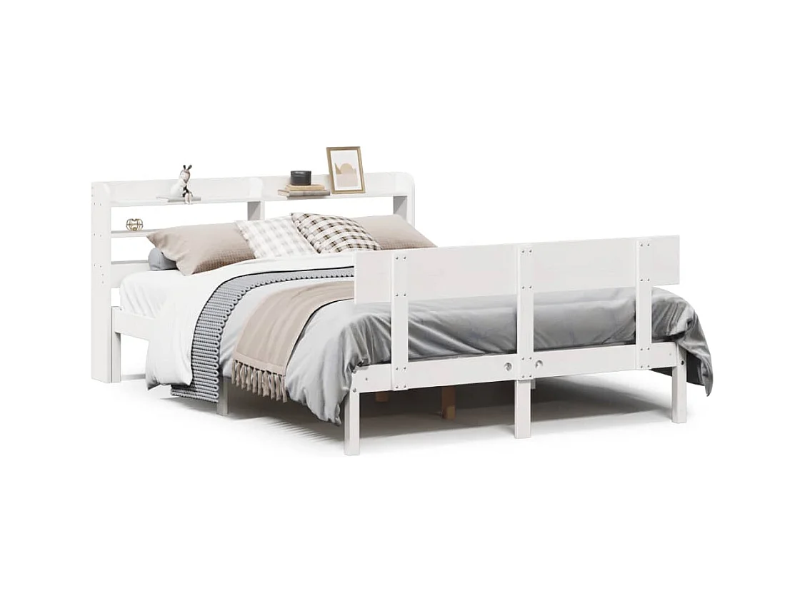Bedframe zonder matras massief grenenhout wit 120x200 cm