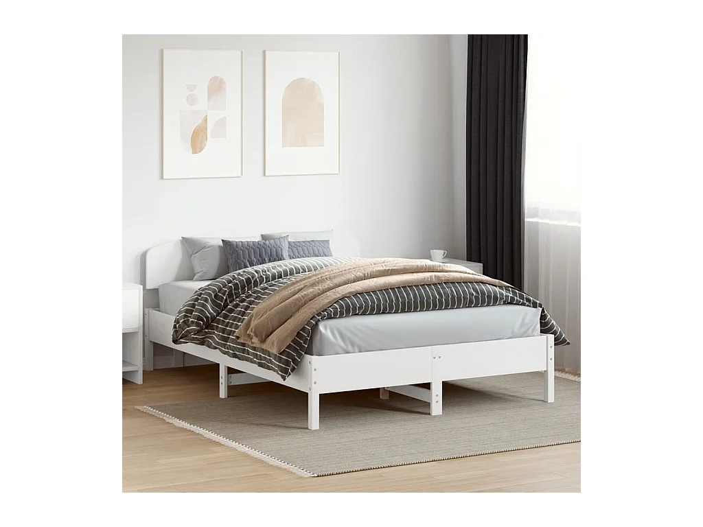 Bedframe zonder matras massief grenenhout wit 150x200 cm