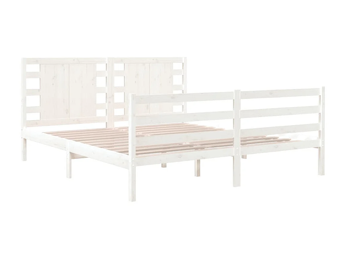 Cadre de lit sans matelas blanc 150x200 cm bois de pin massif