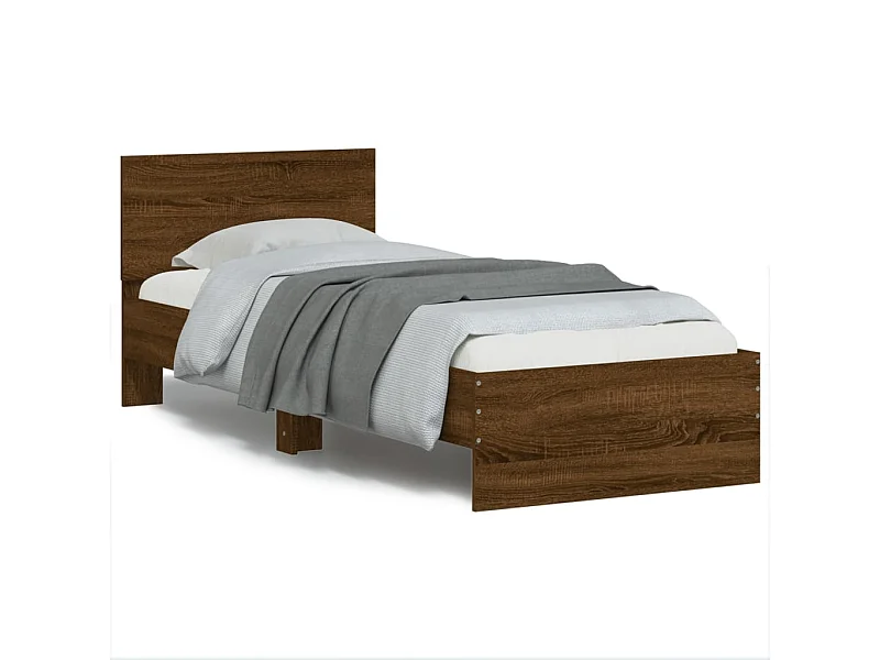 Bedframe met hoofdbord zonder matras bruin eikenkleur 75x190 cm