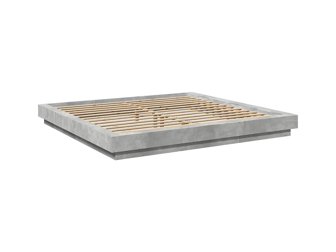 Cadre de lit sans matelas gris béton 200x200 cm