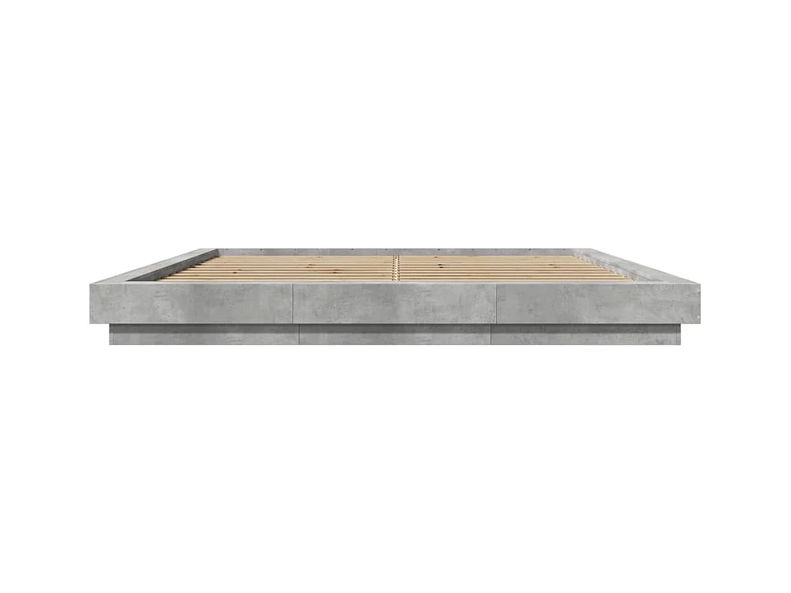Cadre de lit sans matelas gris béton 200x200 cm