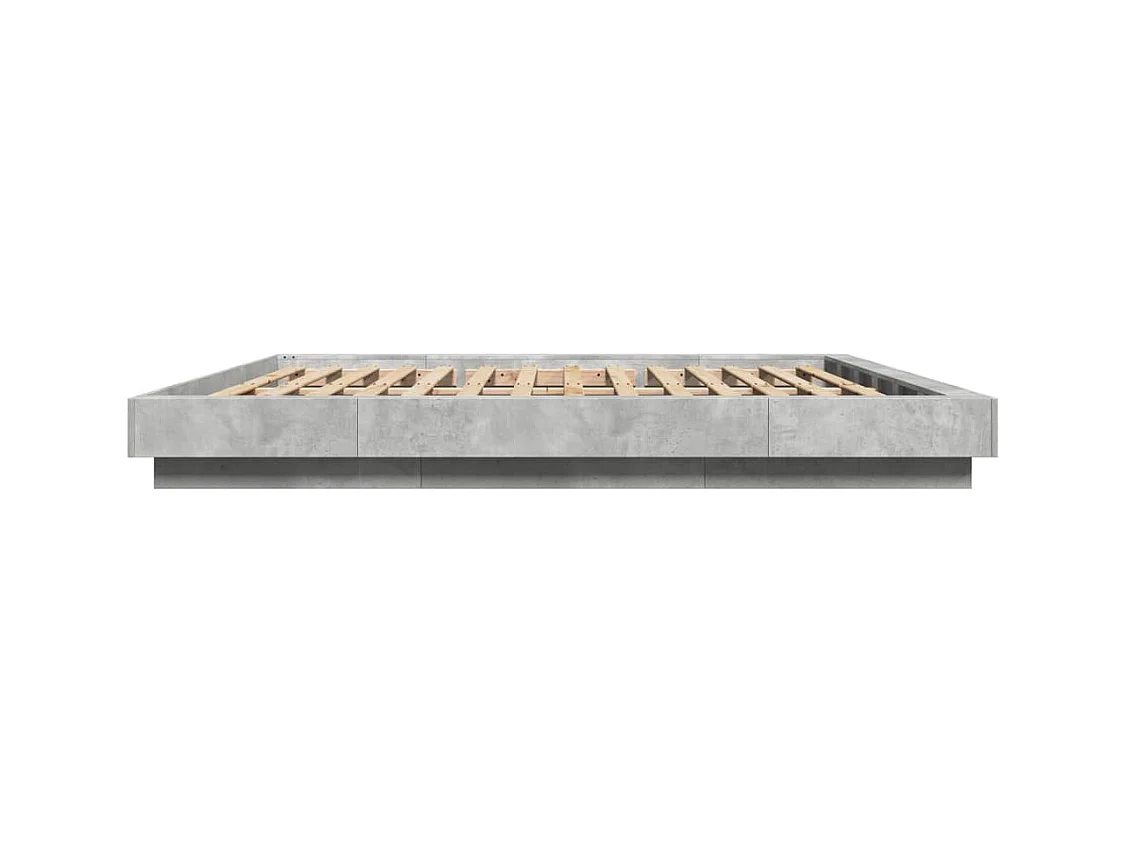 Cadre de lit sans matelas gris béton 200x200 cm