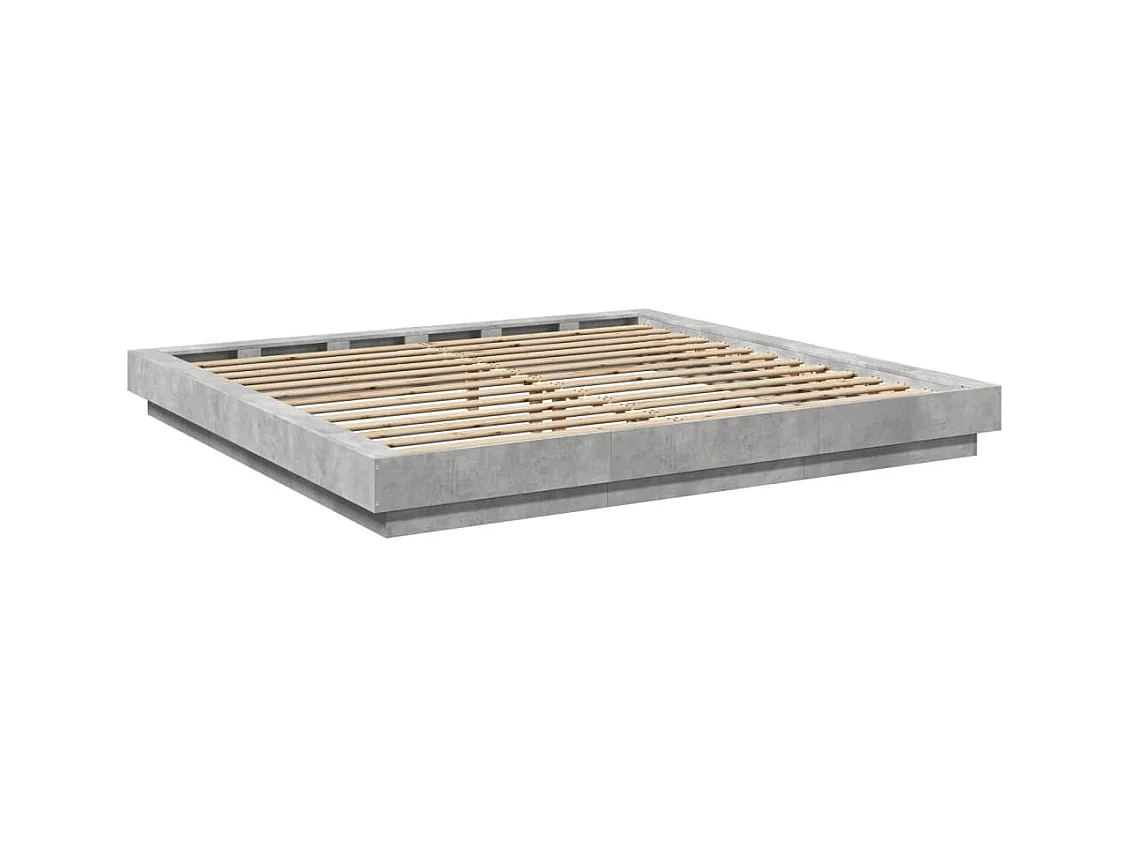 Cadre de lit sans matelas gris béton 200x200 cm