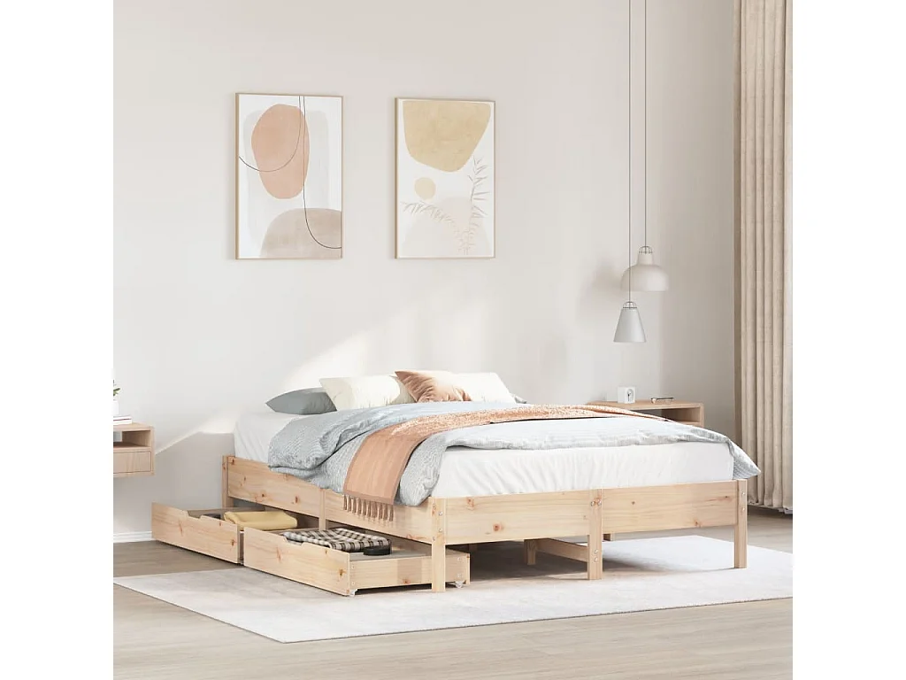 Cadre de lit sans matelas 160x200 cm bois massif de pin