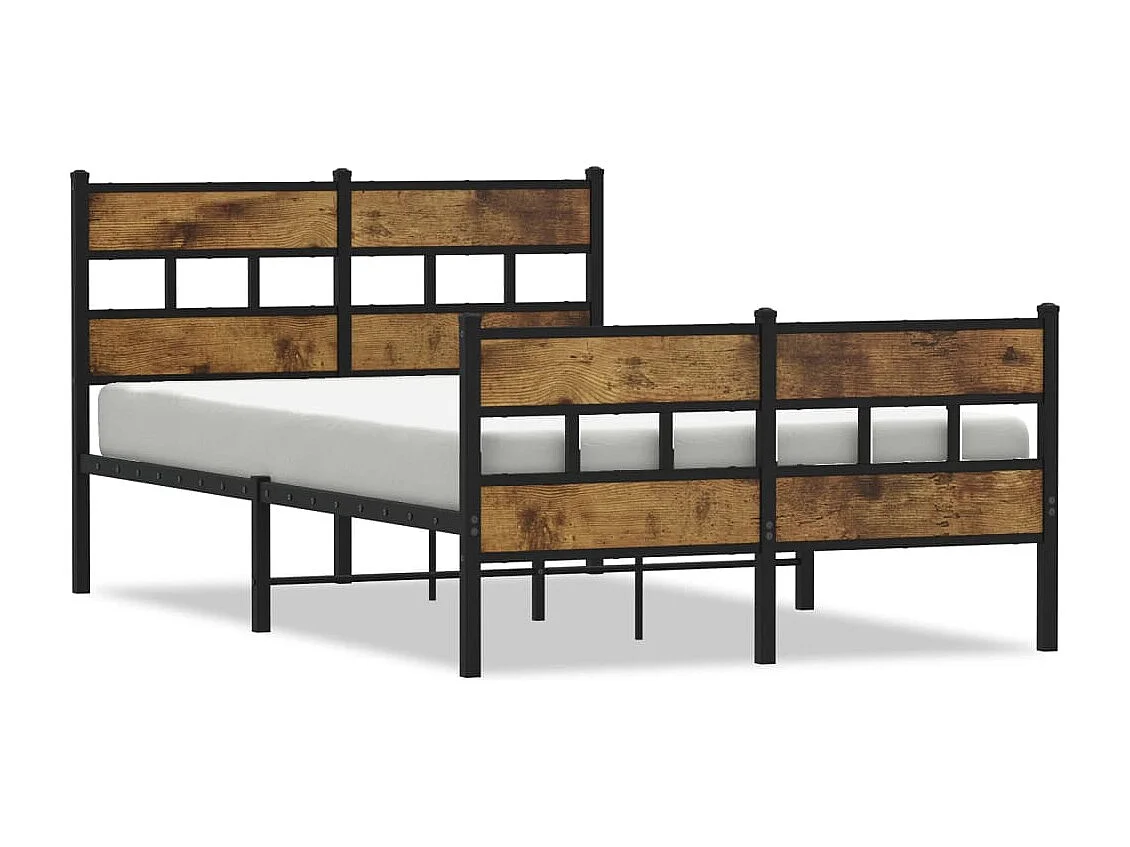 Cadre de lit en métal sans matelas chêne fumé 120x190 cm