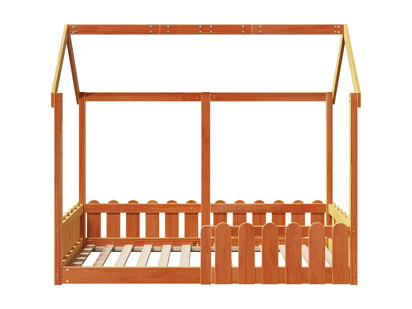 Cama con forma de casa de niños madera maciza marrón 80x160 cm