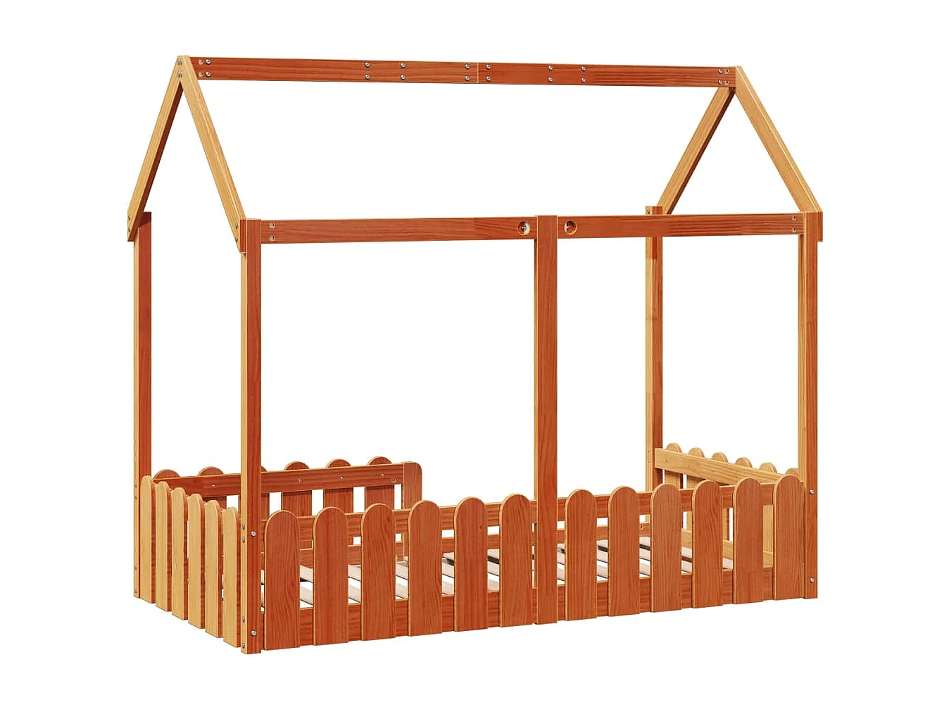 Cama con forma de casa de niños madera maciza marrón 80x160 cm