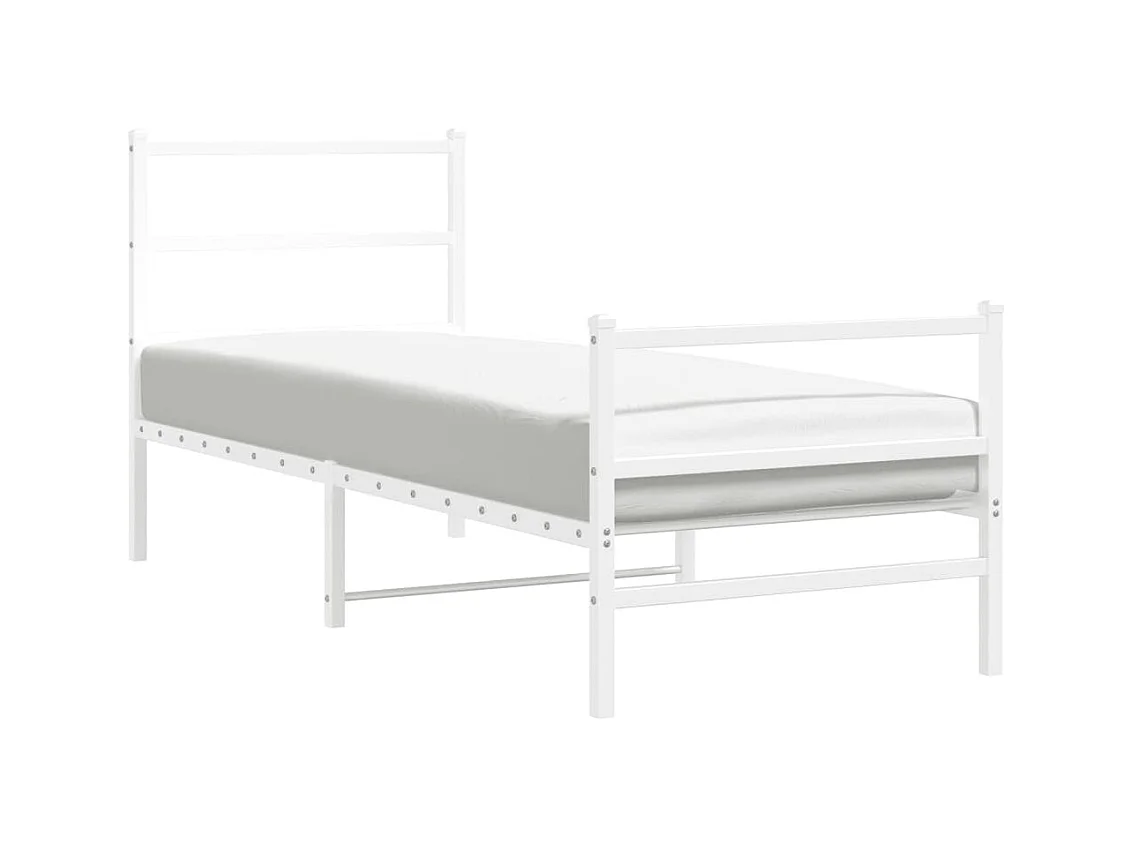 Bedframe met hoofd- en voeteneinde metaal wit 75x190 cm
