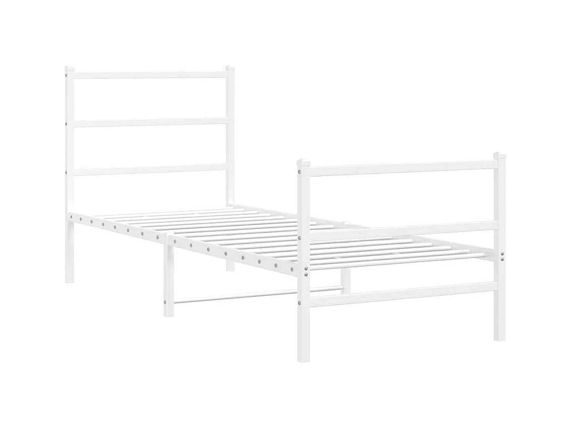 Bedframe met hoofd- en voeteneinde metaal wit 75x190 cm