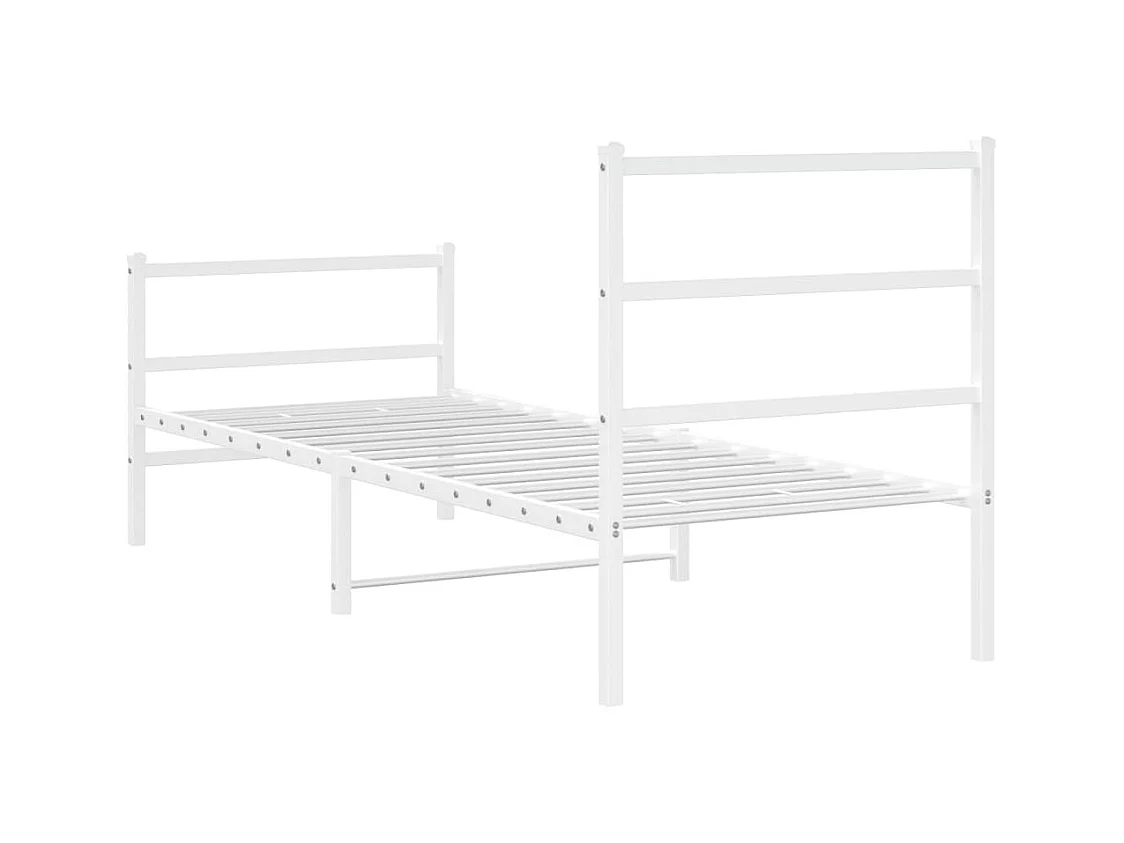 Bedframe met hoofd- en voeteneinde metaal wit 75x190 cm