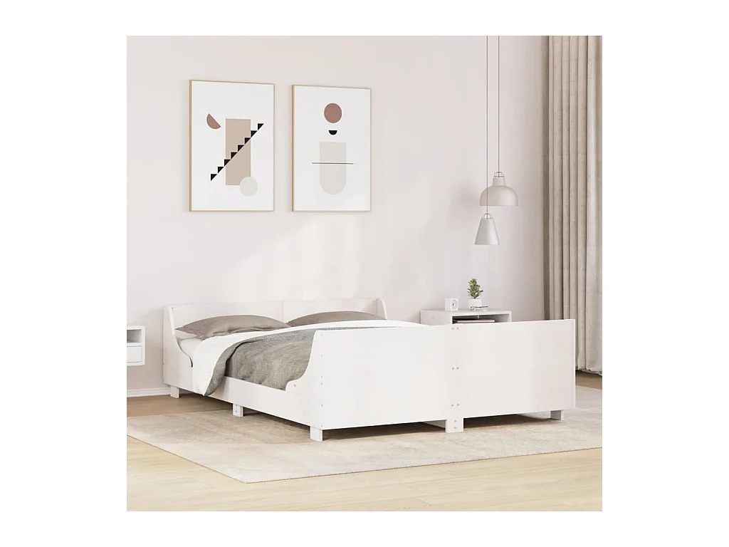 Cadre de lit sans matelas blanc 120x200 cm bois de pin massif