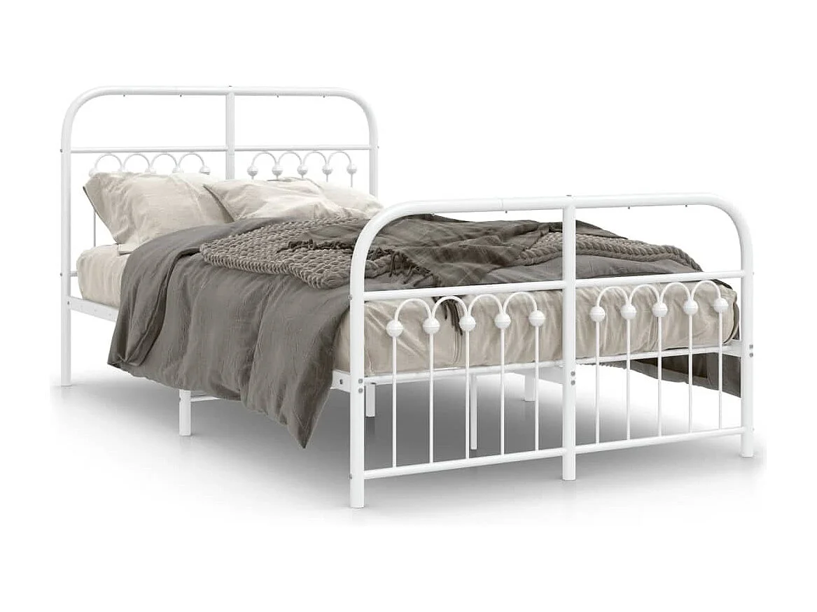 Bedframe met hoofd- en voeteneinde metaal wit 120 x 190 cm