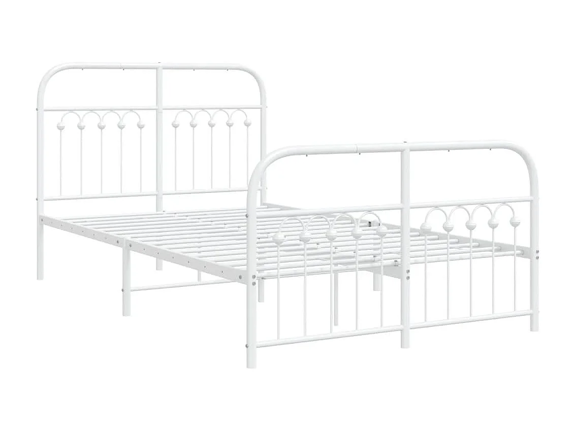 Bedframe met hoofd- en voeteneinde metaal wit 120 x 190 cm