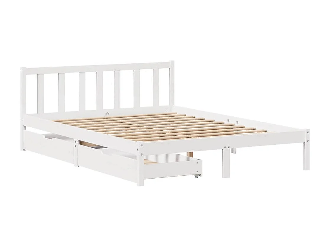 Bedframe zonder matras massief grenenhout wit 150x200 cm