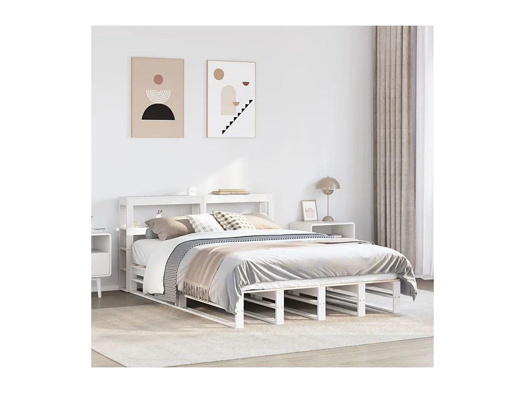 Cadre de lit sans matelas blanc 140x200 cm bois de pin massif