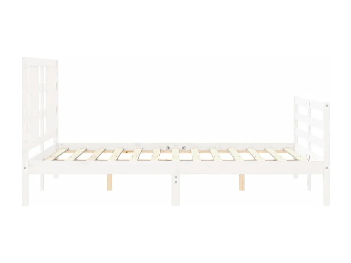 Bedframe met hoofdbord massief hout wit