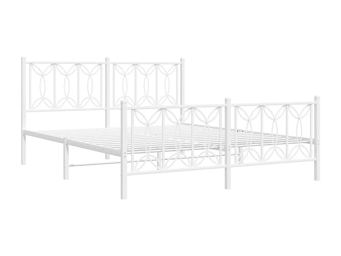 Giroletto con Testiera e Pediera Metallo Bianco 150x200 cm