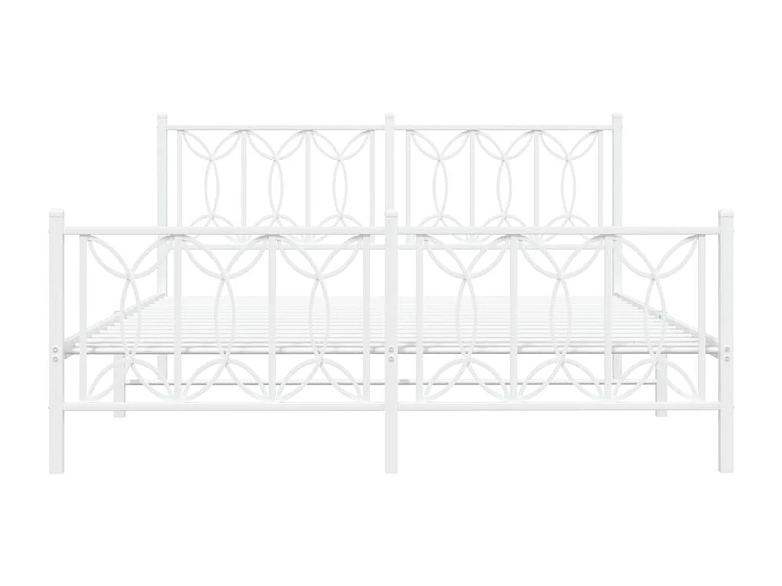 Giroletto con Testiera e Pediera Metallo Bianco 150x200 cm