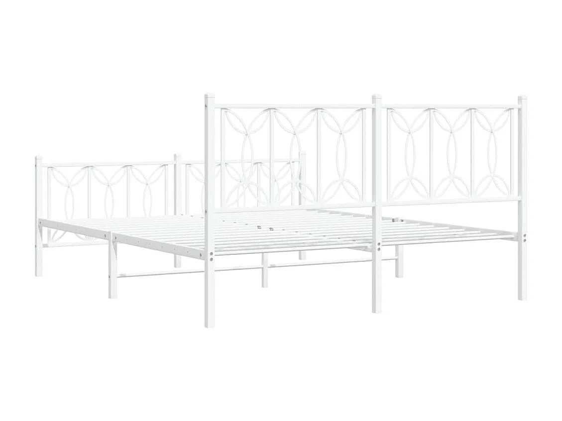 Giroletto con Testiera e Pediera Metallo Bianco 150x200 cm