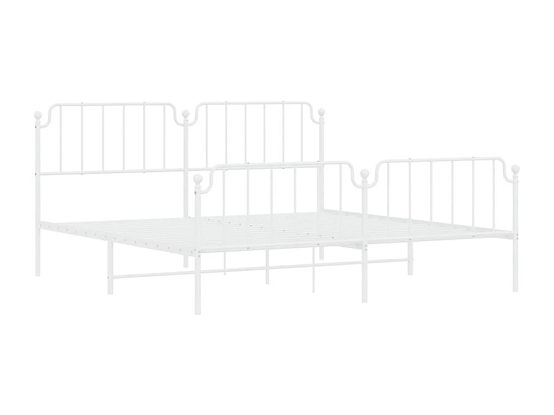 Cadre de lit métal sans matelas et pied de lit blanc 200x200 cm