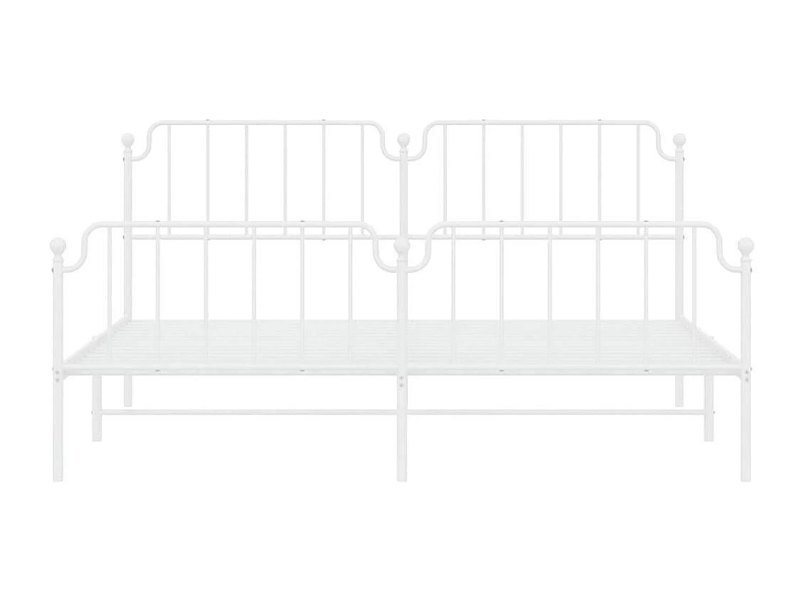 Bettgestell mit Kopf- und Fußteil Metall Weiß 200x200 cm