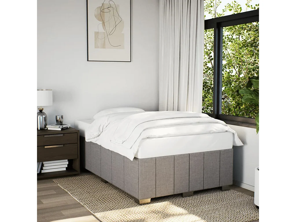 Estrutura de cama 120x190 cm tecido cinzento-acastanhado