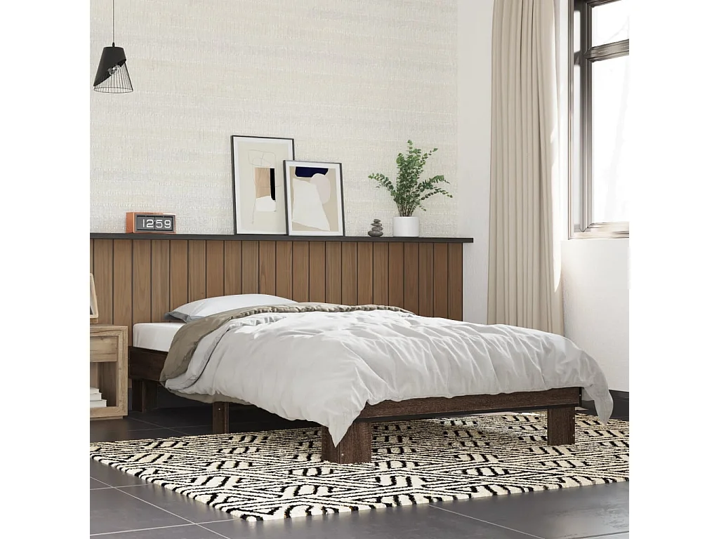 Giroletto Rovere Marrone 90x200 cm Legno Multistrato e Metallo