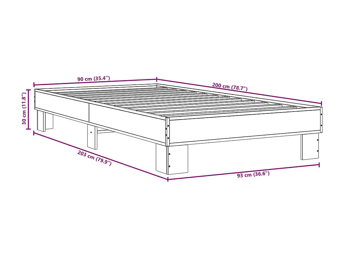 Cadre de lit sans matelas chêne marron 90x200 cm