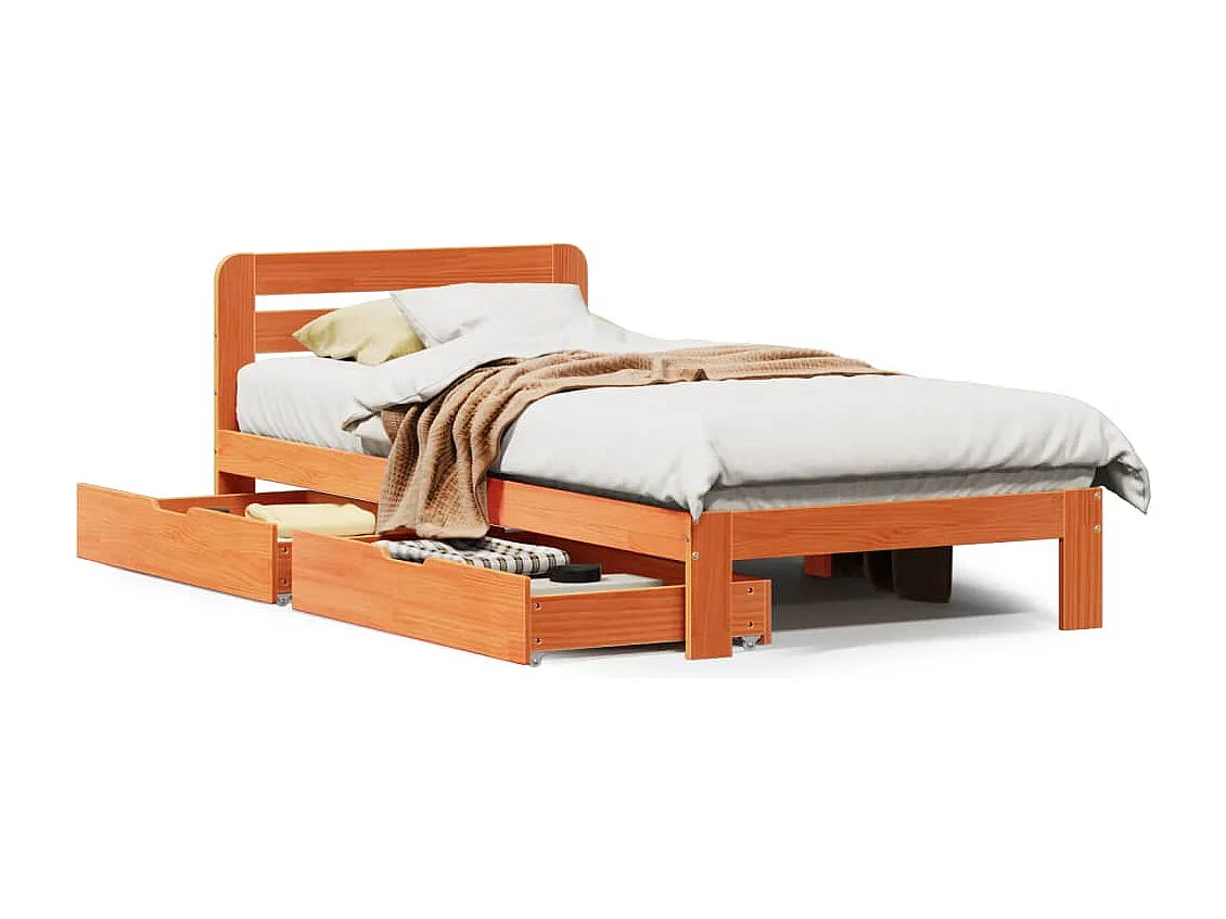 Cama sem colchão 90x200 cm pinho maciço castanho-mel