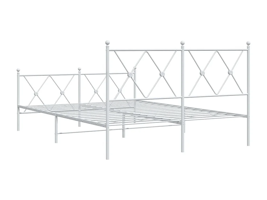 Bedframe met hoofd- en voeteneinde metaal wit 137x190 cm