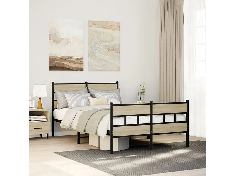 Cadre de lit en métal sans matelas chêne sonoma 120x200 cm