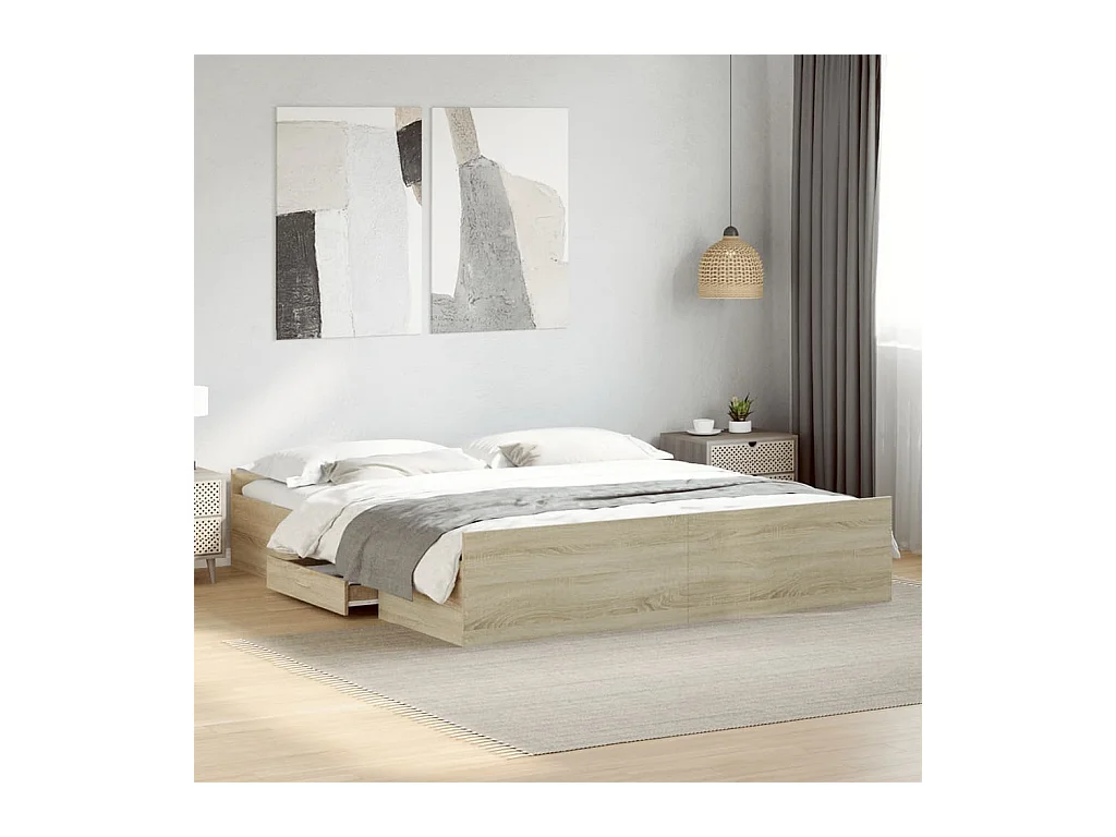 Bedframe met lades bewerkt hout sonoma eikenkleurig 200x200 cm