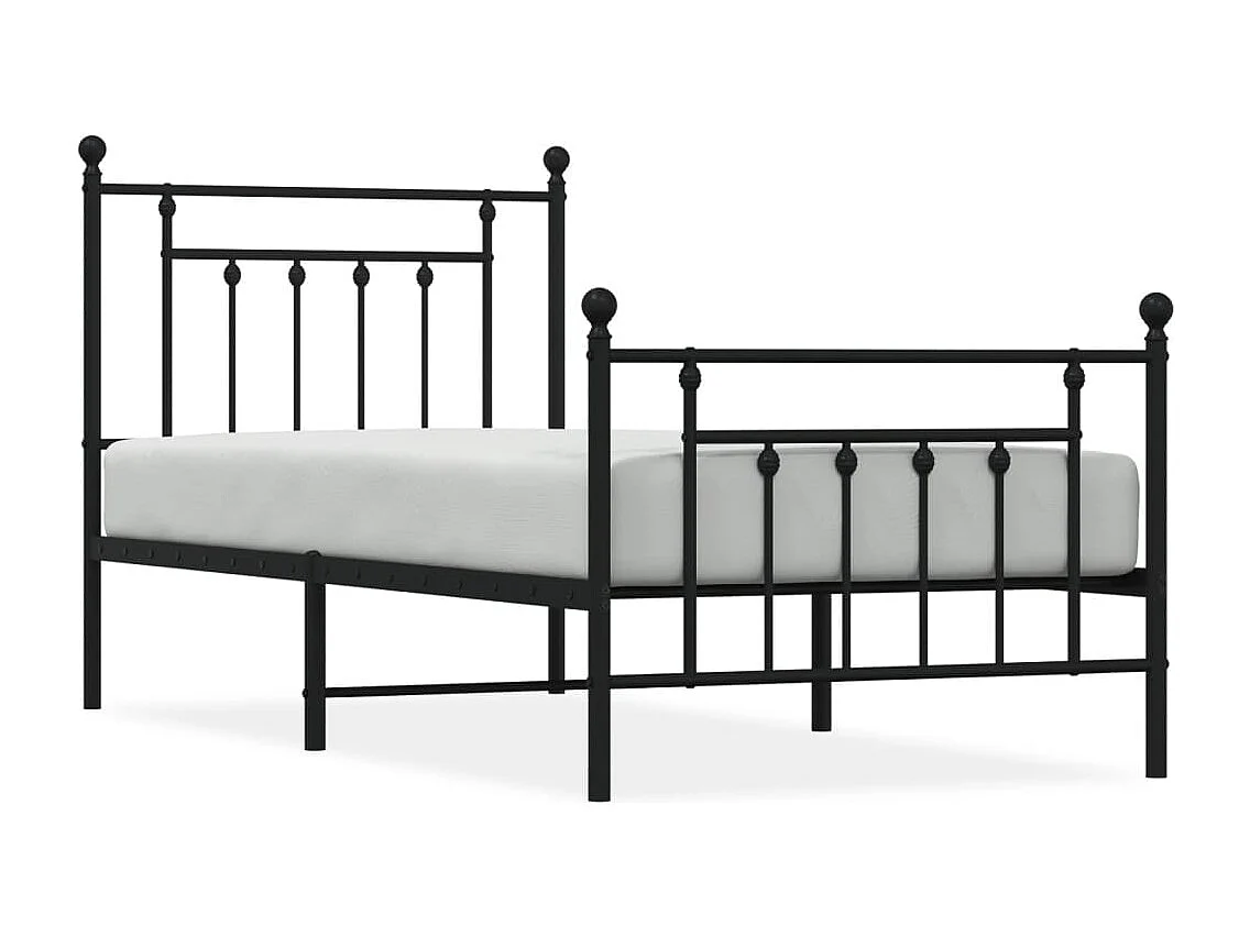 Cadre de lit métal sans matelas avec pied de lit noir 80x200 cm