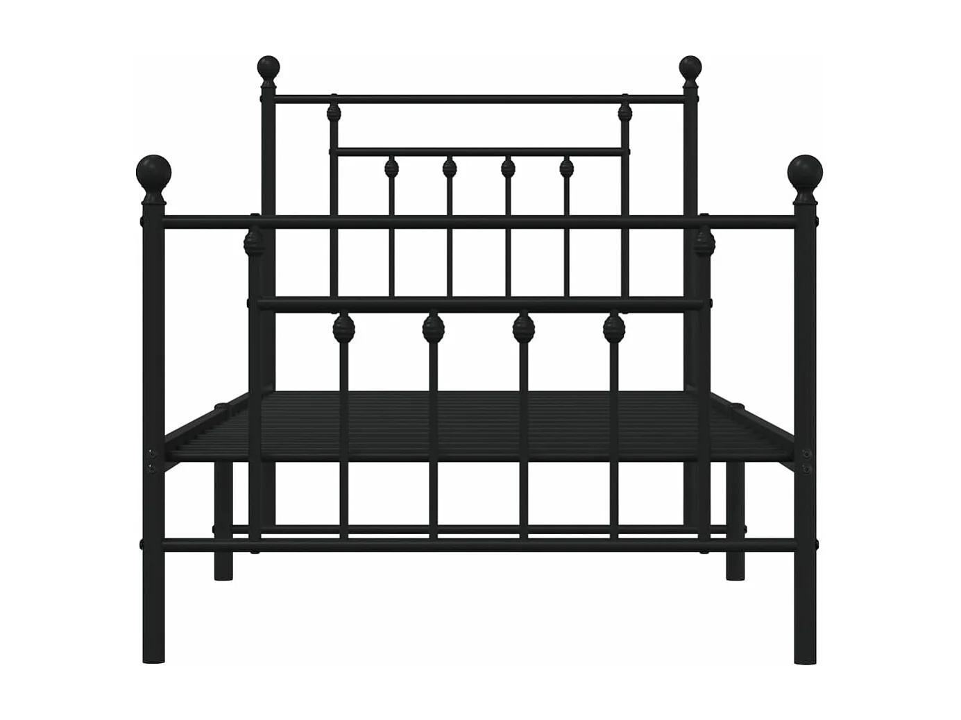 Cadre de lit métal sans matelas avec pied de lit noir 80x200 cm