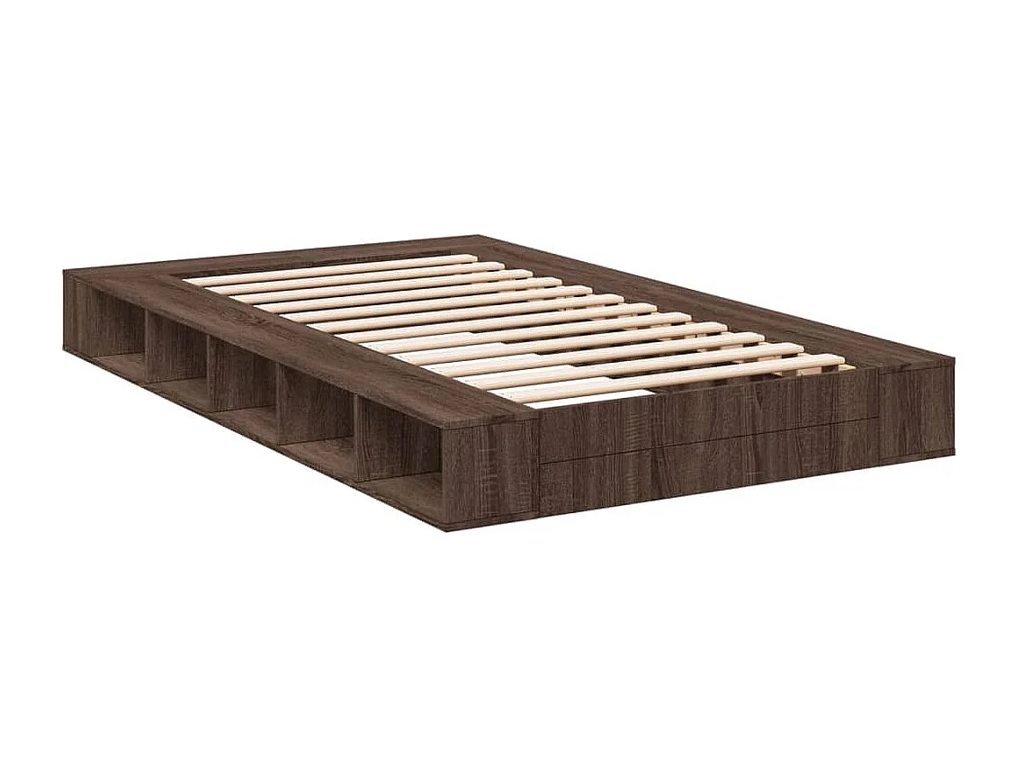 Estrutura de cama 135x190cm derivados madeira carvalho castanho