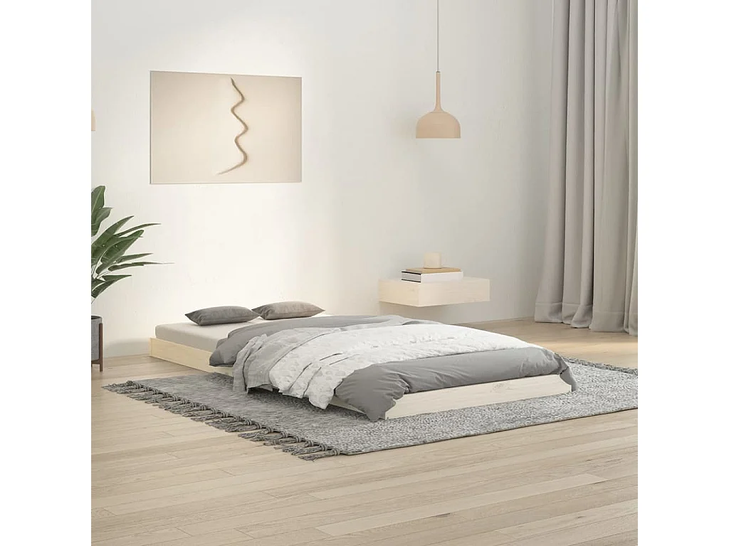 Cadre de lit sans matelas blanc 90x190 cm bois de pin massif